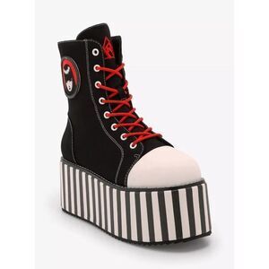 YRU X Emily The Strange Goth, Emo, Punk Stripe Platform Boots 8